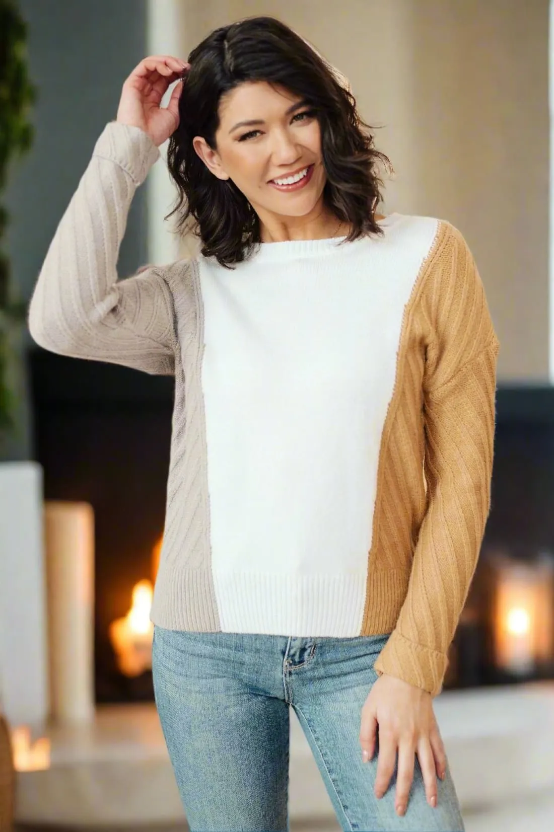 Color Block Sweater in Neutrals
