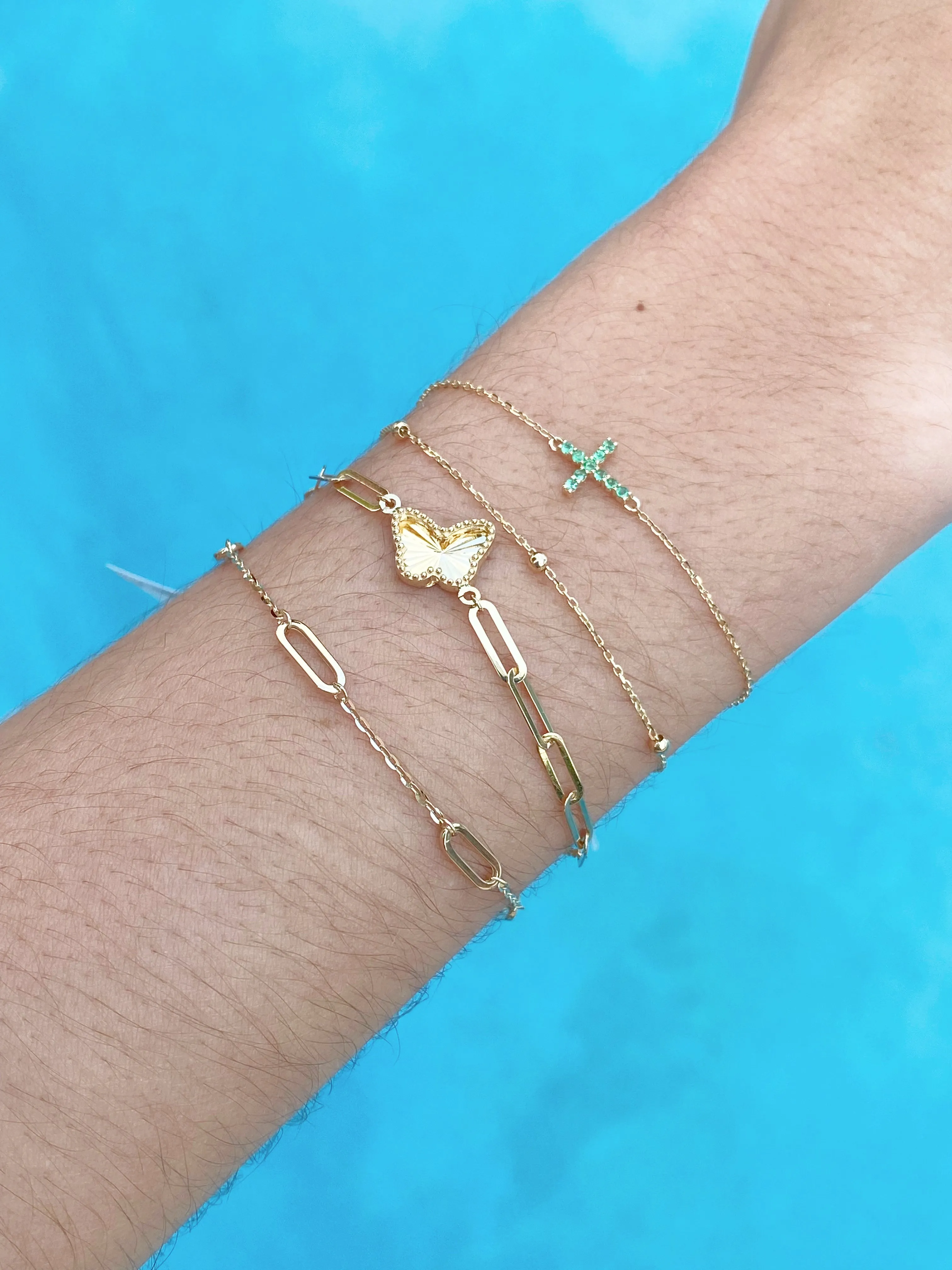 Color Stone Cross Bracelet