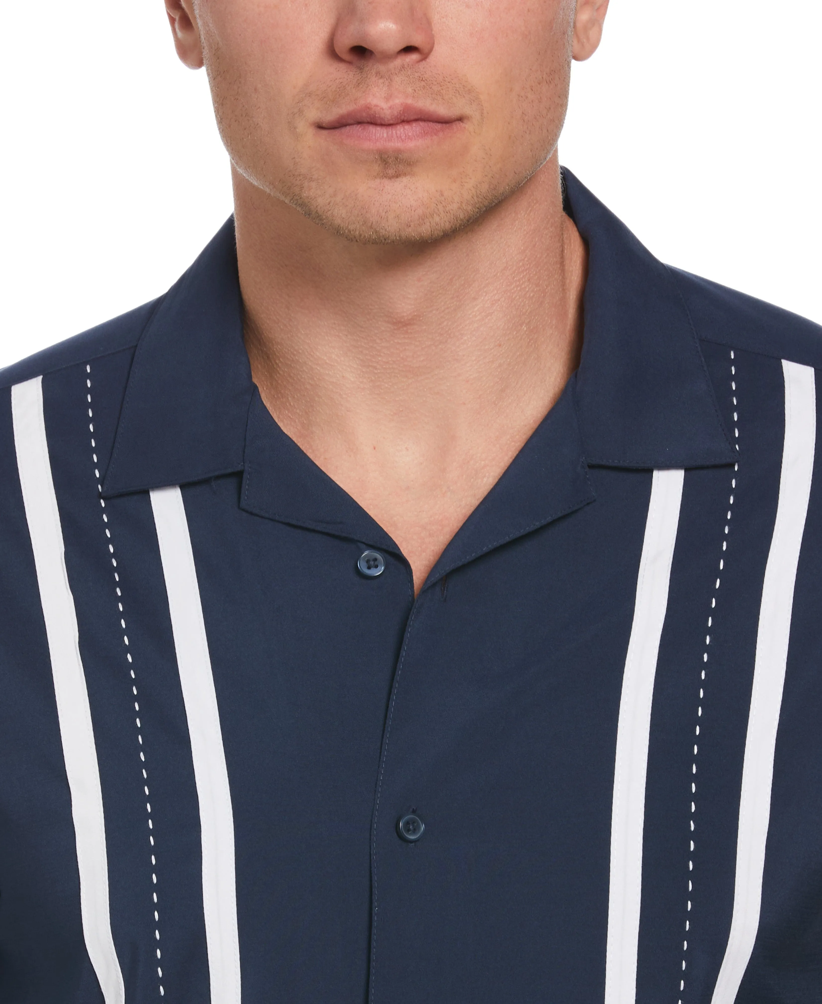 Contrast Panel Camp Collar Shirt
