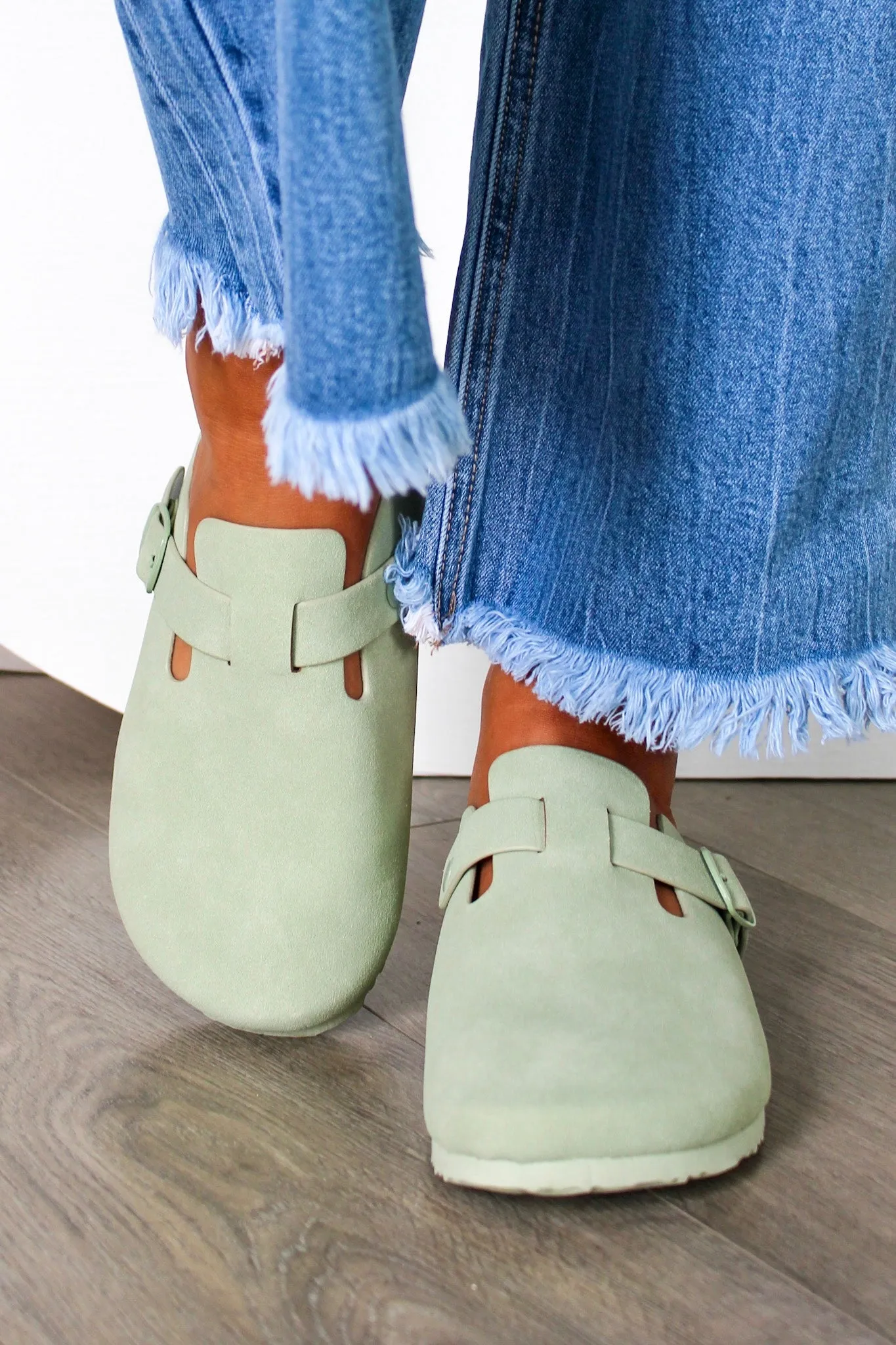 Cool & Collected Buckle Clog • Soft Sage