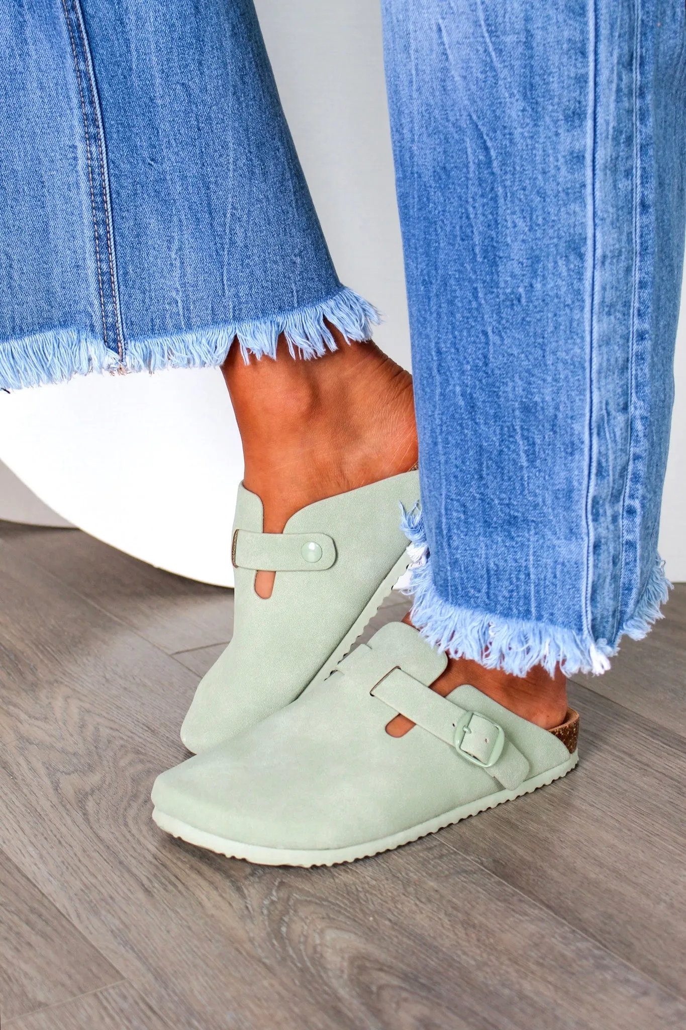 Cool & Collected Buckle Clog • Soft Sage