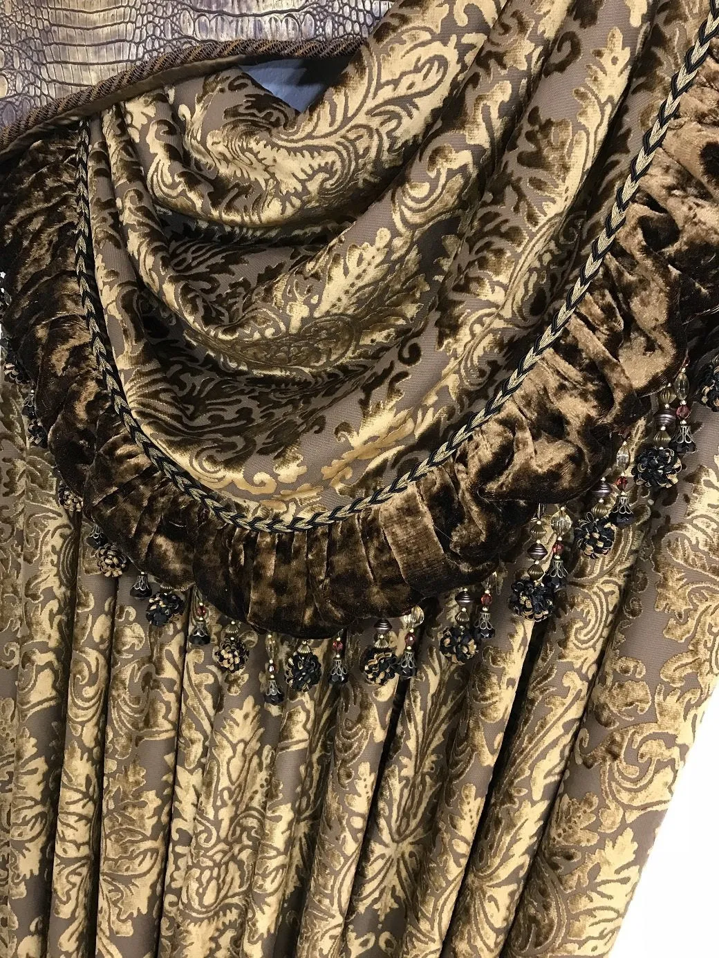 Cornice Board with Swags and Decorative Curtain Panels *Available in ANY of our Fabrics