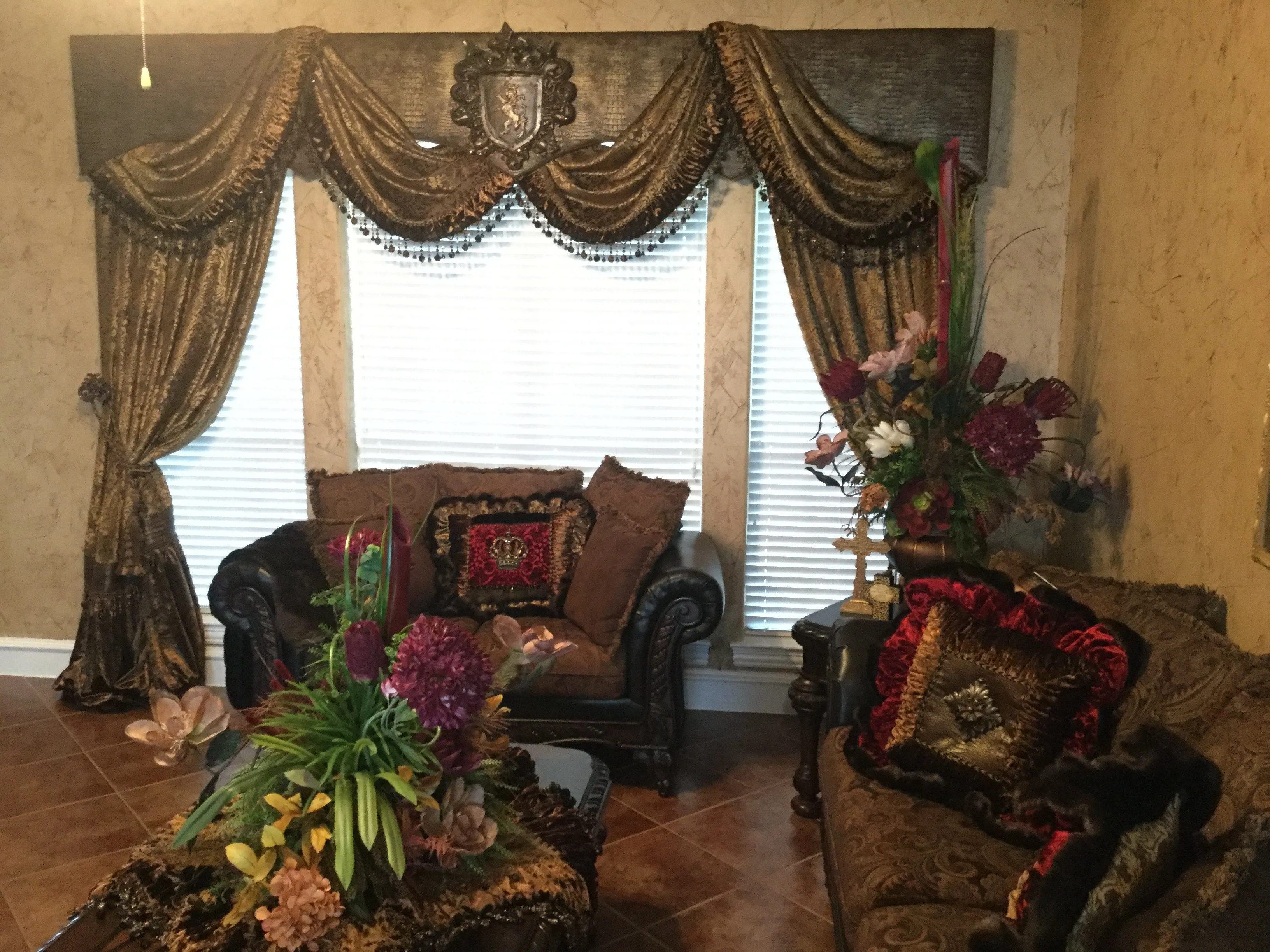 Cornice Board with Swags and Decorative Curtain Panels *Available in ANY of our Fabrics