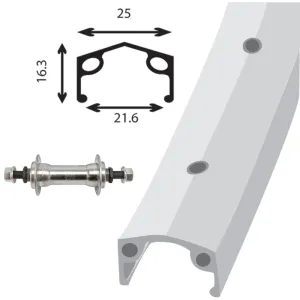 Damco Roue Arrière 24x1.75" Aliage Argent, Simple paroi