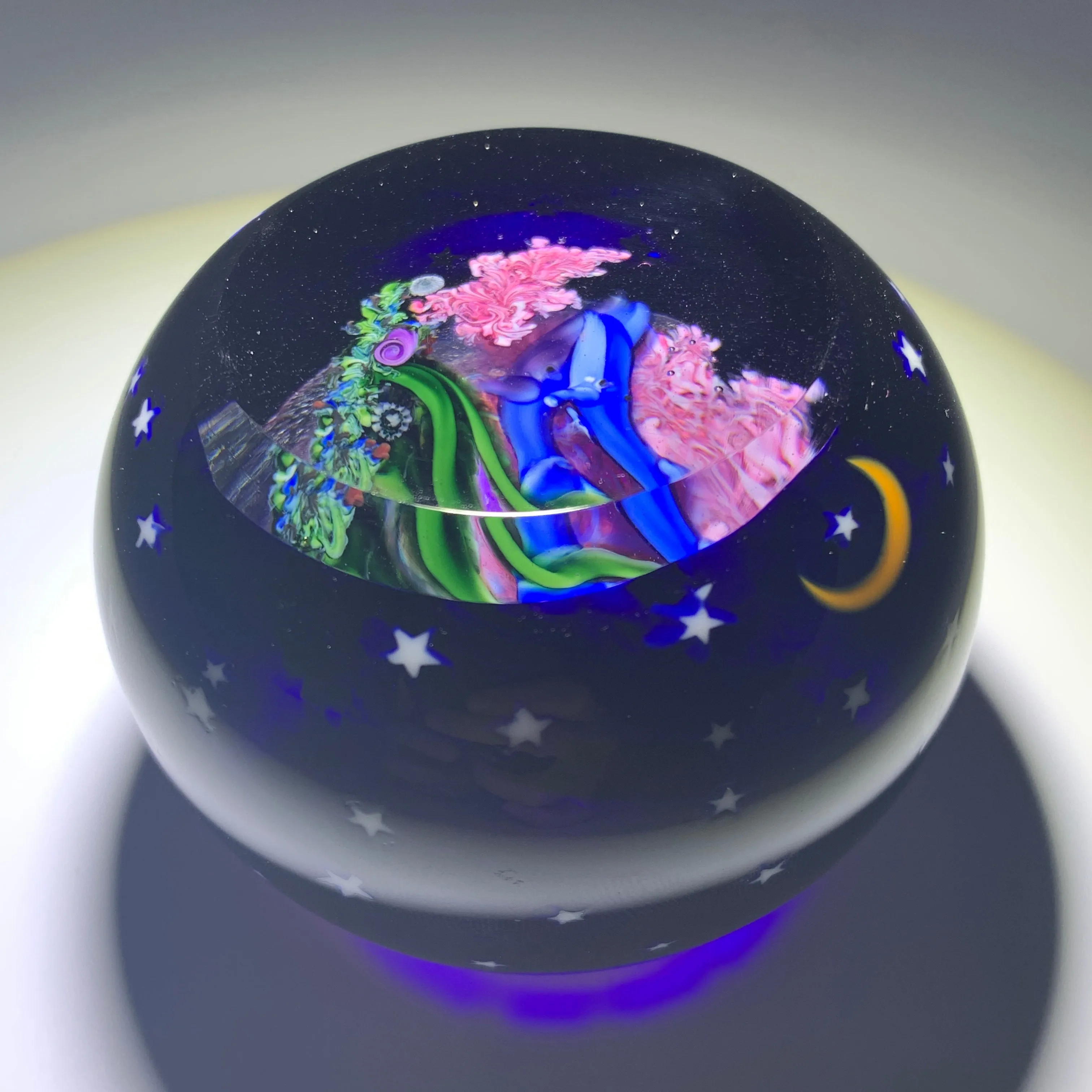 David Salazar 1997 Compound Torchwork Blue Whales with Night Sky overlay
