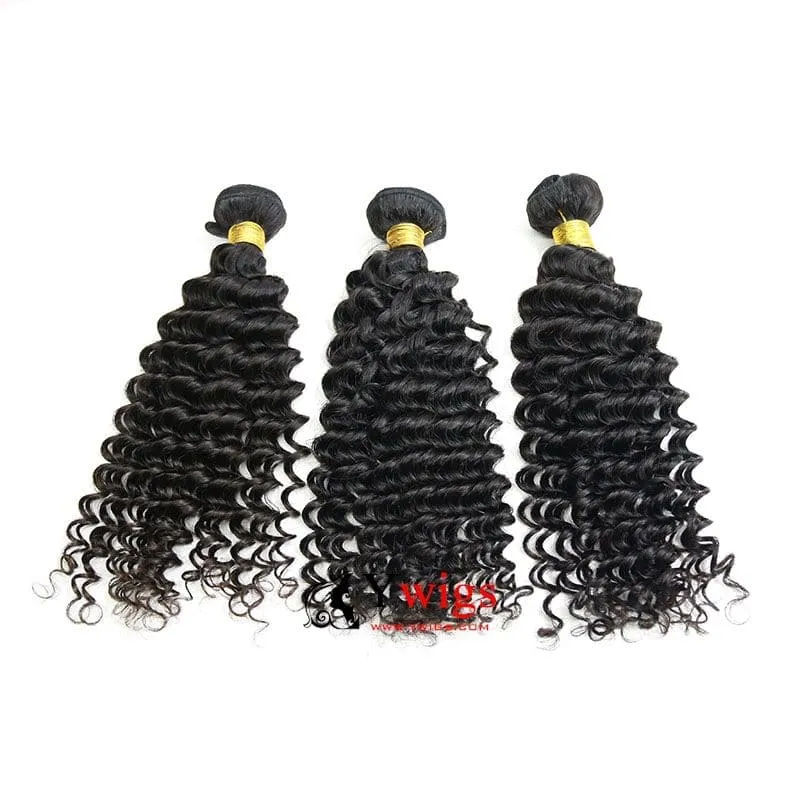 Deep Curly Brazilian Hair Bundles with 5x5 HD Lace Closure PSB10