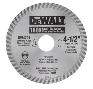DeWalt® Continuous Rim Diamond Blades, 4 1/2 in, DW4701