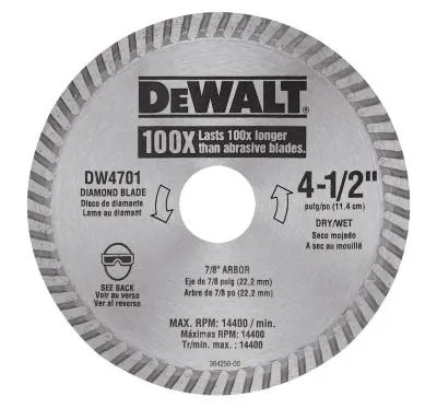 DeWalt® Continuous Rim Diamond Blades, 4 1/2 in, DW4701
