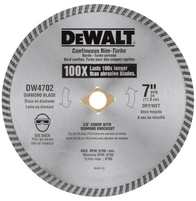 DeWalt® Continuous Rim Diamond Blades, 7 in, DW4702