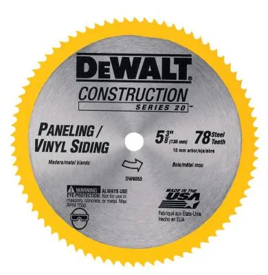 DeWalt® Cordless Construction Saw Blades, 5 3/8 in, 78 Teeth, DW9053