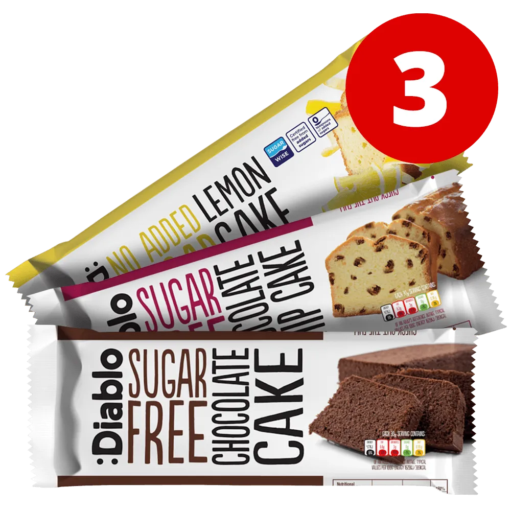 Diablo Sugar Free Mixed Cake - 3 x 200g.