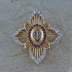 Diamond, Amethyst, Elegant Khanda / Adi Shakti Pin Pendant