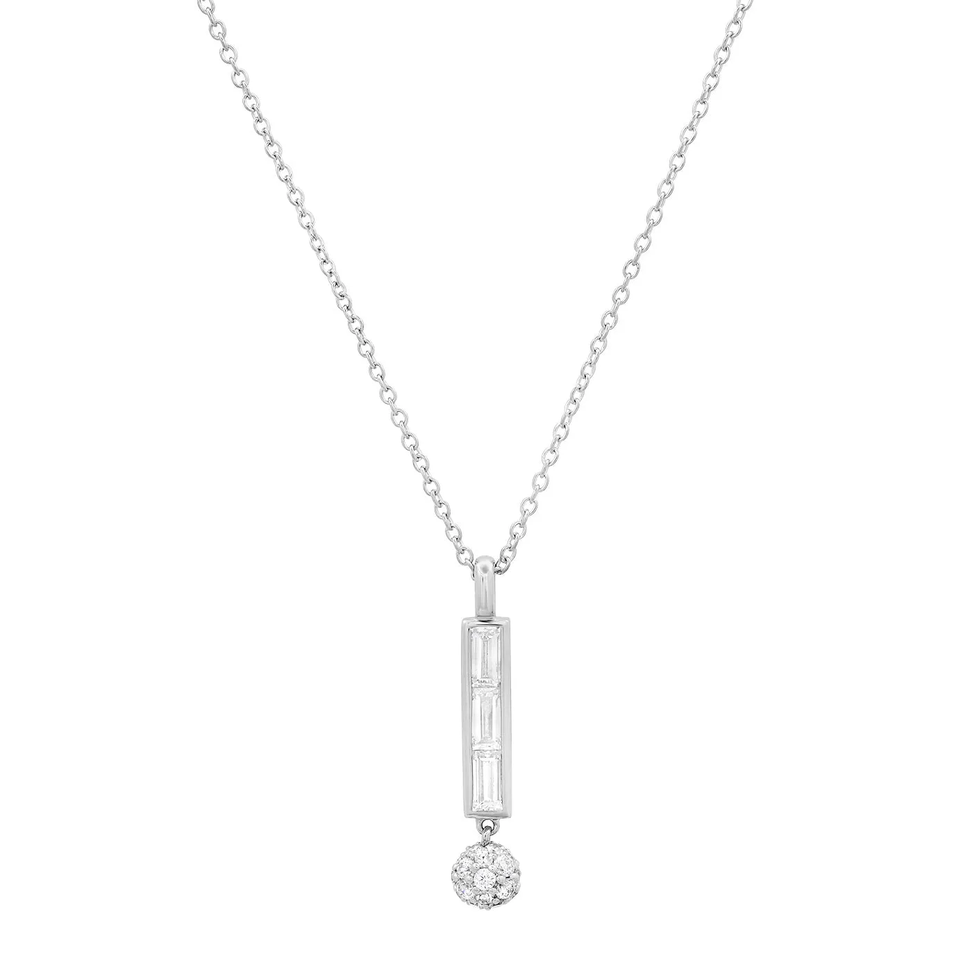Diamond Baguette Orb Drop Necklace