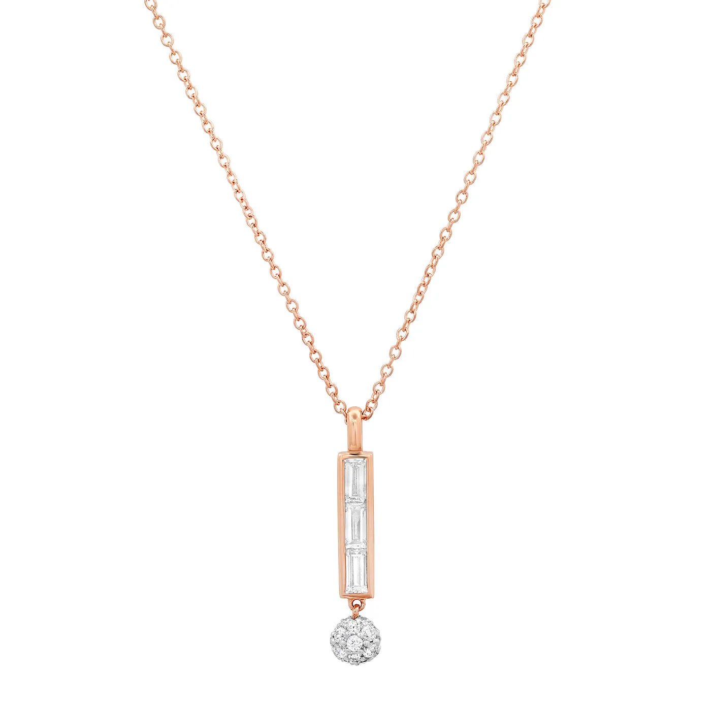 Diamond Baguette Orb Drop Necklace