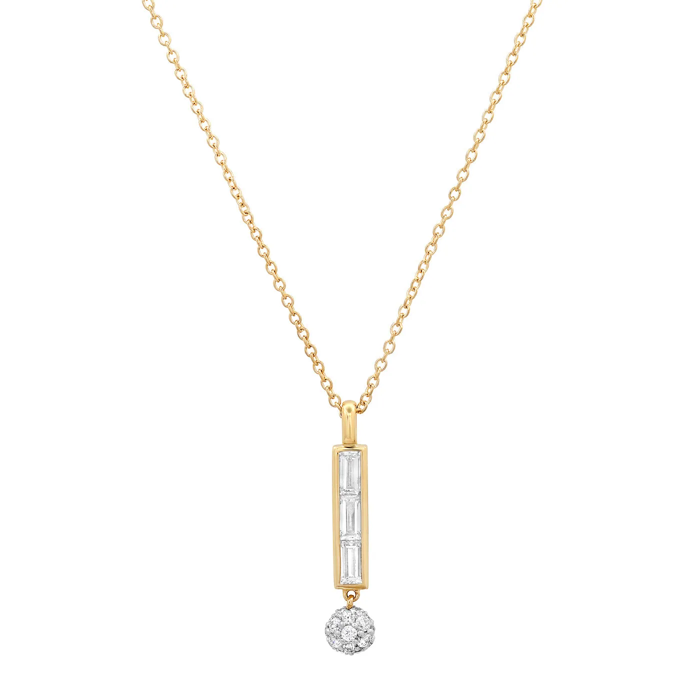 Diamond Baguette Orb Drop Necklace