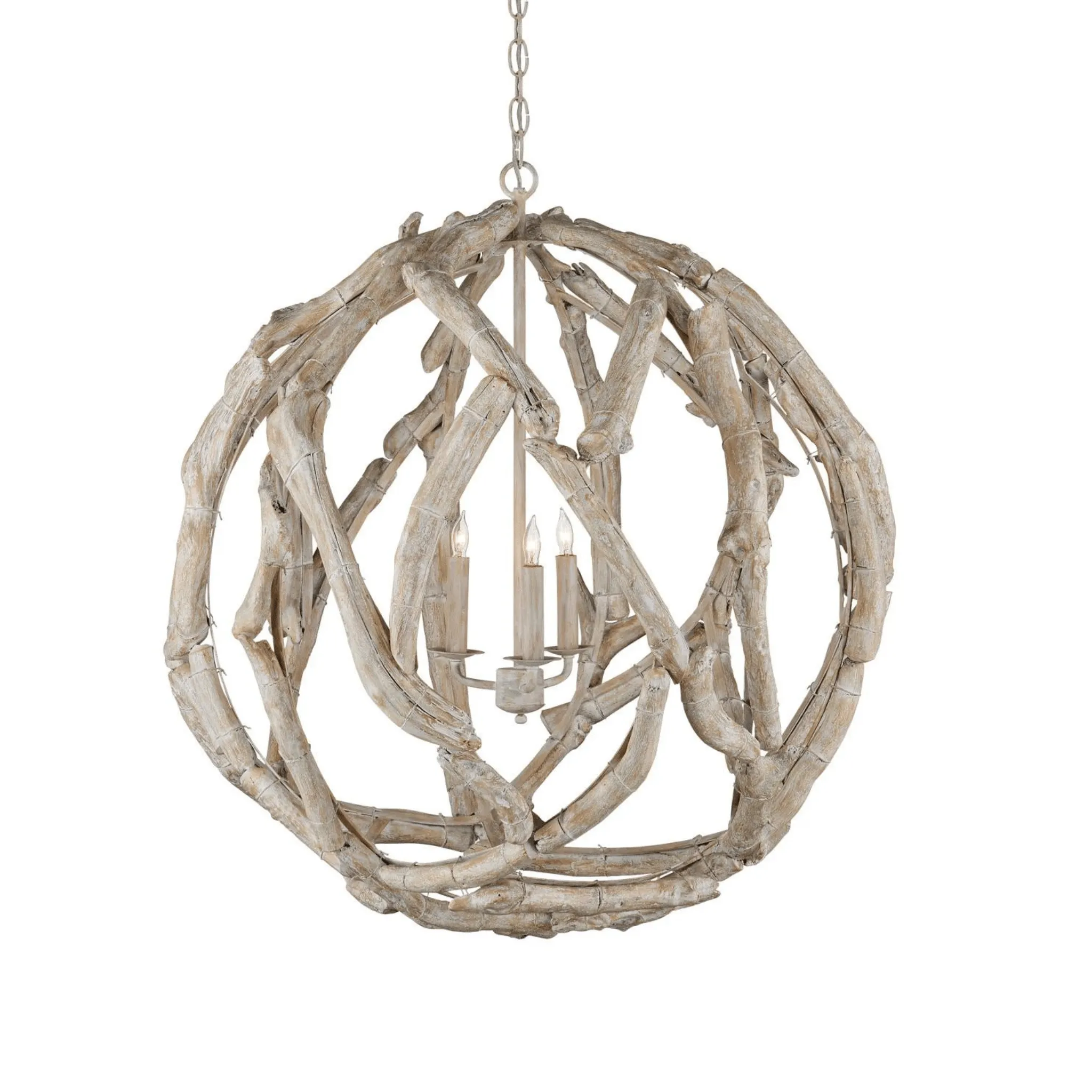 Driftwood Whitewash Orb Chandelier