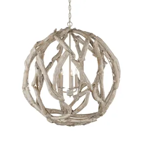 Driftwood Whitewash Orb Chandelier
