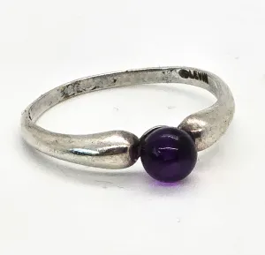 Ed Levin RETIRED purple amethyst gemstone orb vintage sterling silver ring size 7.75