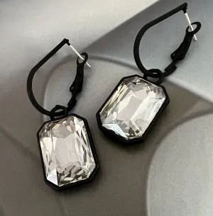 effortless elegant matte crystal hoops