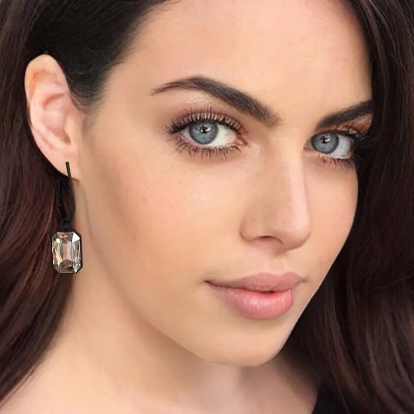 effortless elegant matte crystal hoops