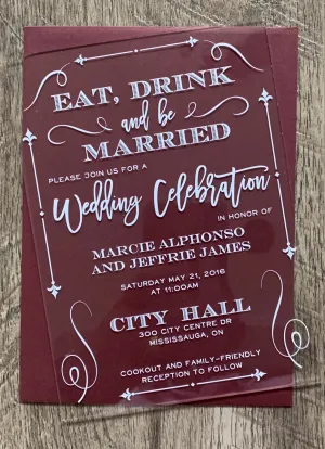 ELEGANT ACRYLIC INVITATION 5"X7"
