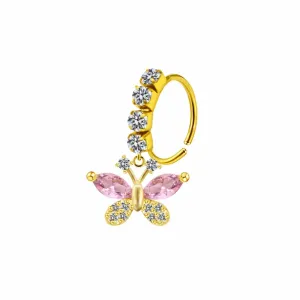 Elegant Butterfly Dangle Nose Hoop