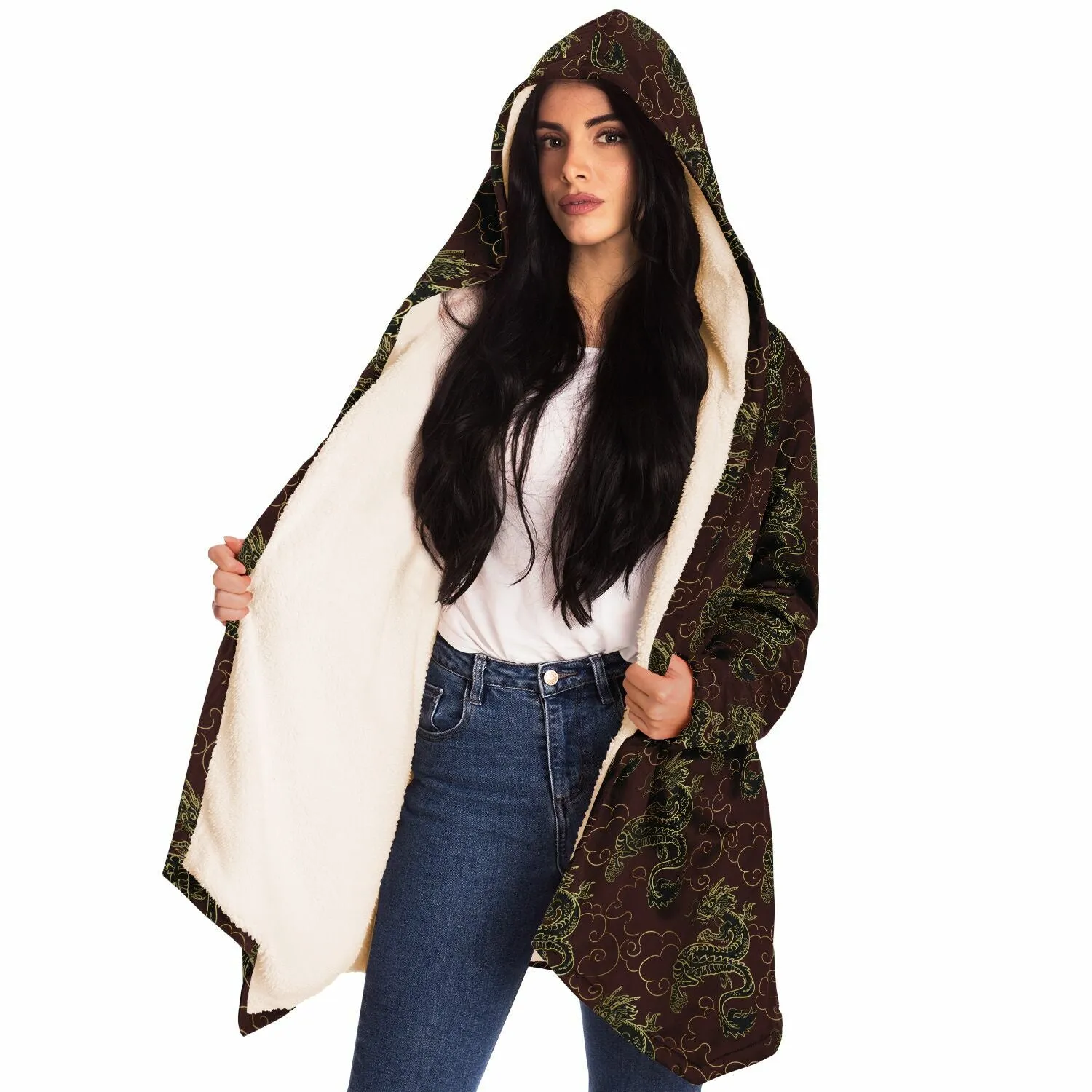 Elegant Dragons Microfleece Cloak - White or Black Lining