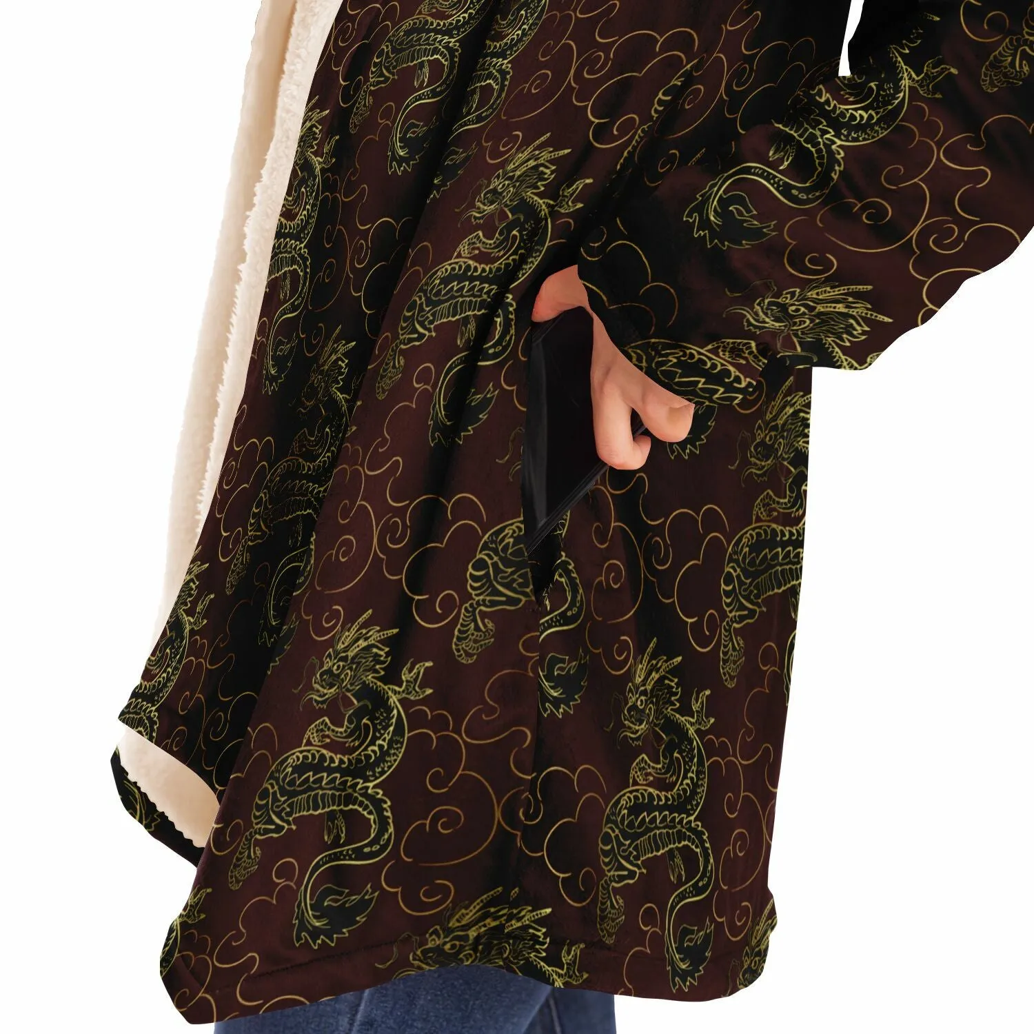 Elegant Dragons Microfleece Cloak - White or Black Lining