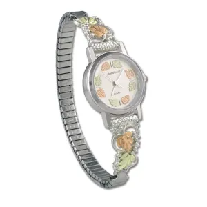 Elegant Foliage - Sterling Silver Black Hills Gold Ladies Watch