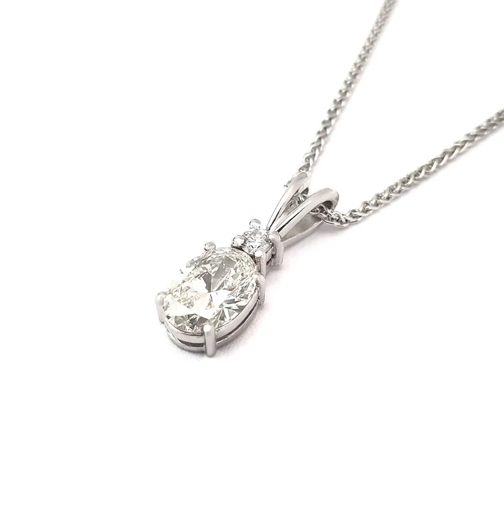 Elegant Hand Crafted Split Bale Oval Diamond Pendant