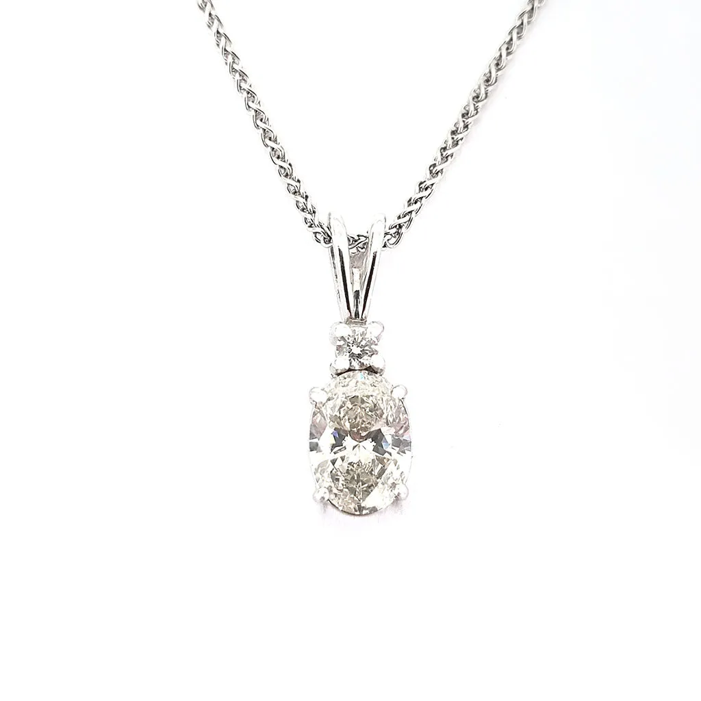 Elegant Hand Crafted Split Bale Oval Diamond Pendant