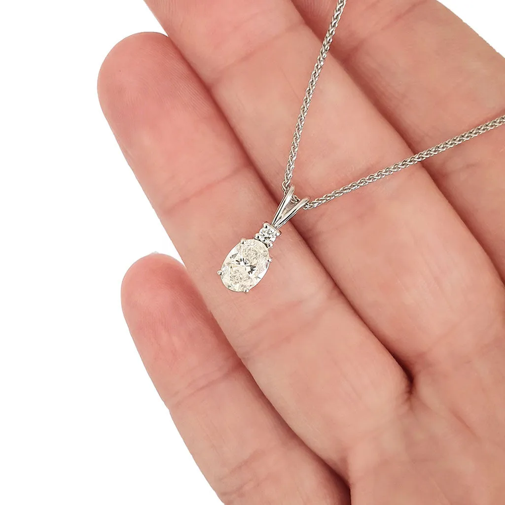 Elegant Hand Crafted Split Bale Oval Diamond Pendant