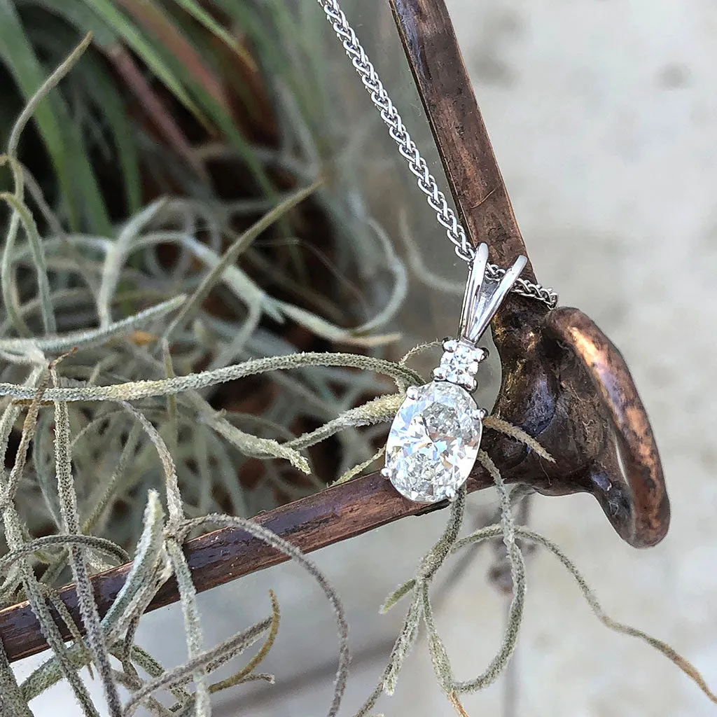 Elegant Hand Crafted Split Bale Oval Diamond Pendant