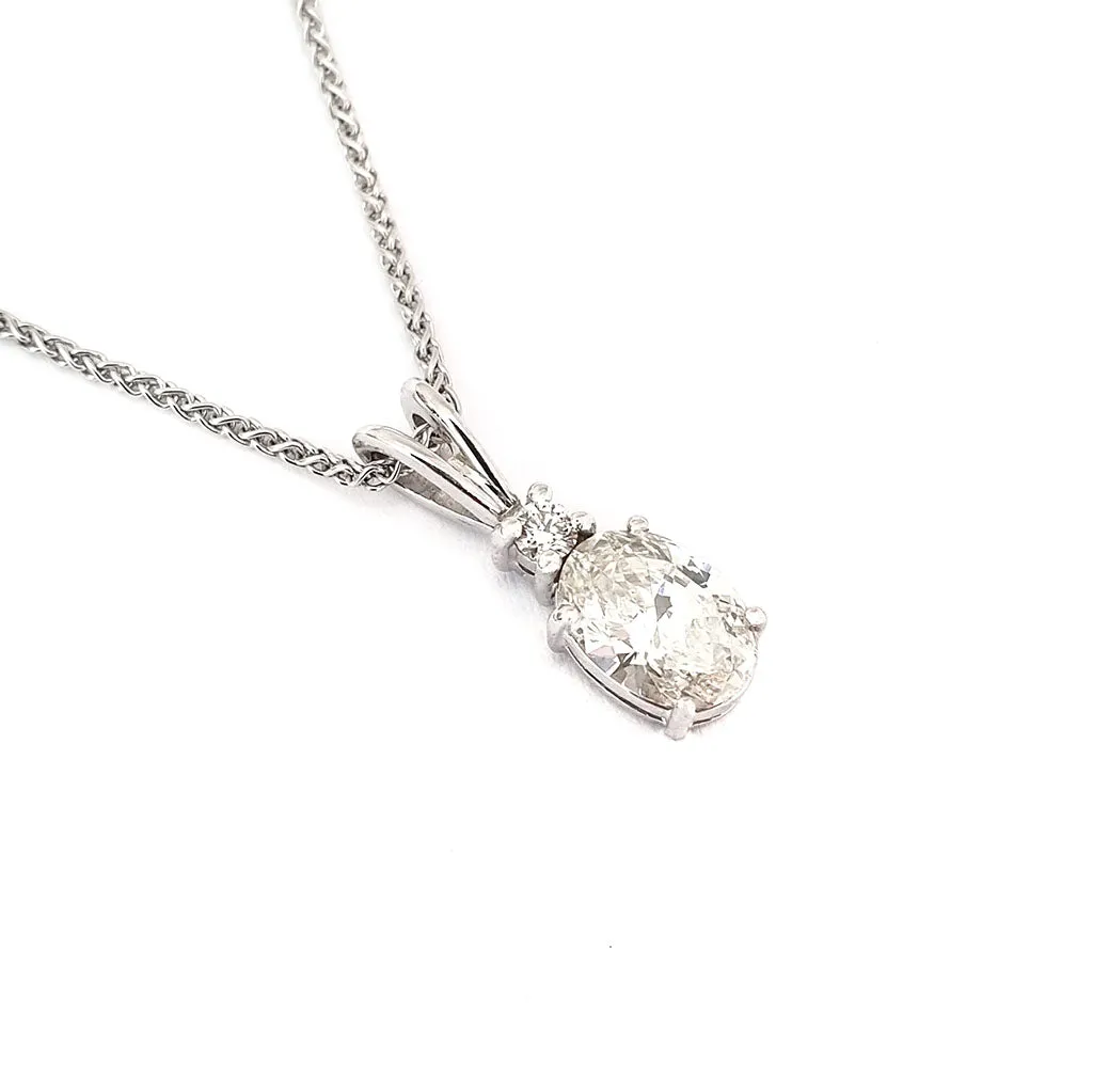 Elegant Hand Crafted Split Bale Oval Diamond Pendant