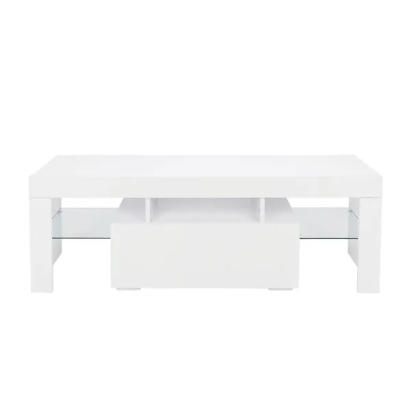 Elegant Household Decoration LED TV Cabinet with Single Drawer White