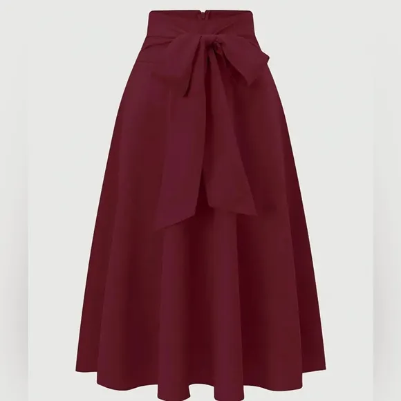 Elegant Maroon A-Line Skirt with Side Tie