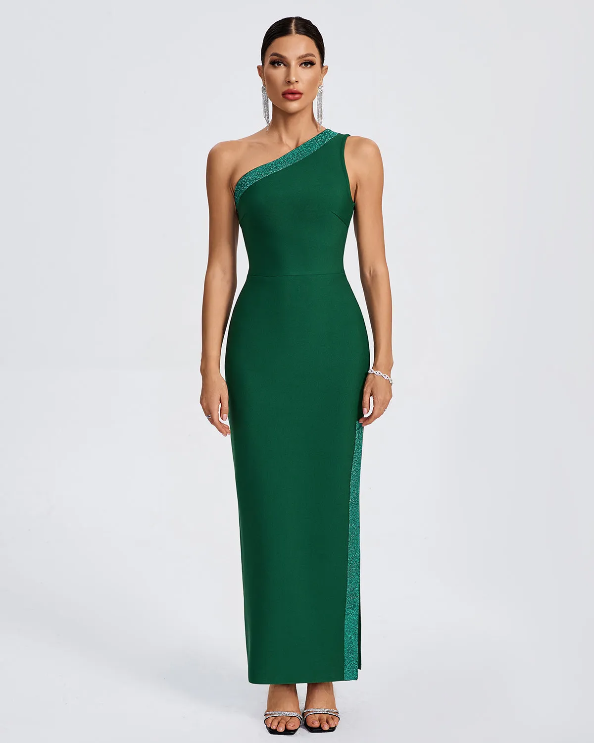 Elegant One Shoulder Maxi Bandage Dress