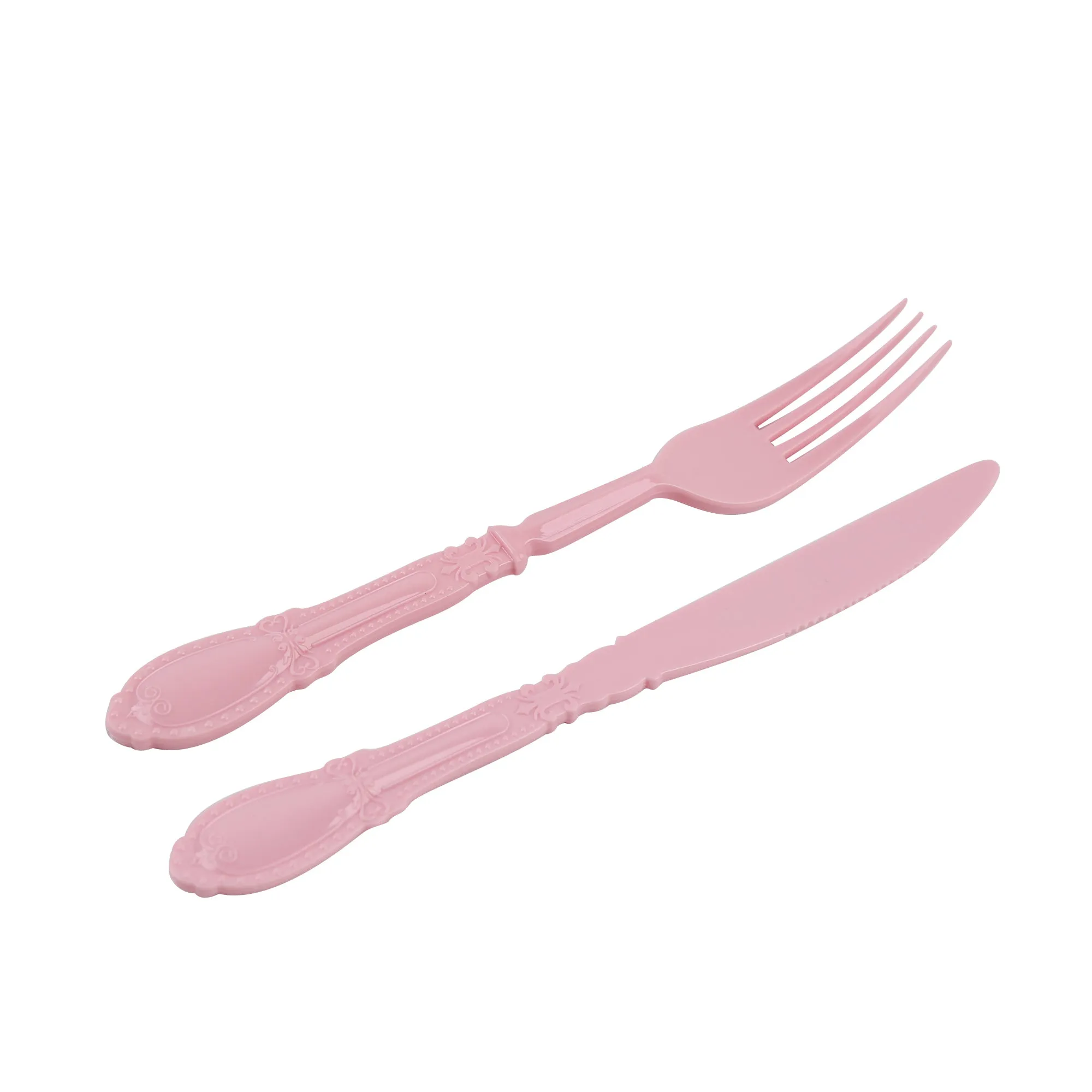 Elegant Pink Tableware Bundle, Dinner Plates, Dessert Plates, Cutlery, Disposable Partyware for 20 guests, 88 total pieces