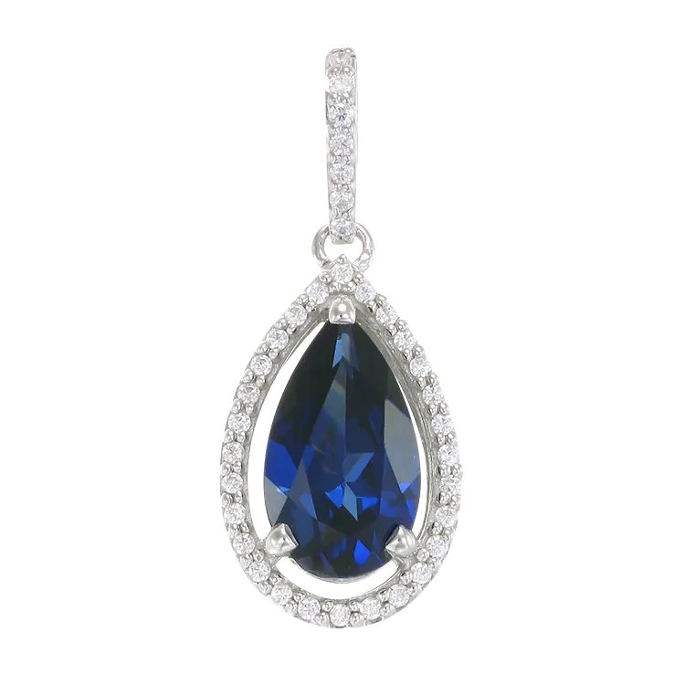 Elegant Teardrop Pendant with Blue Sapphire