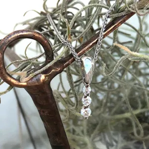 Elegant Three Diamond White Gold Drop Pendant