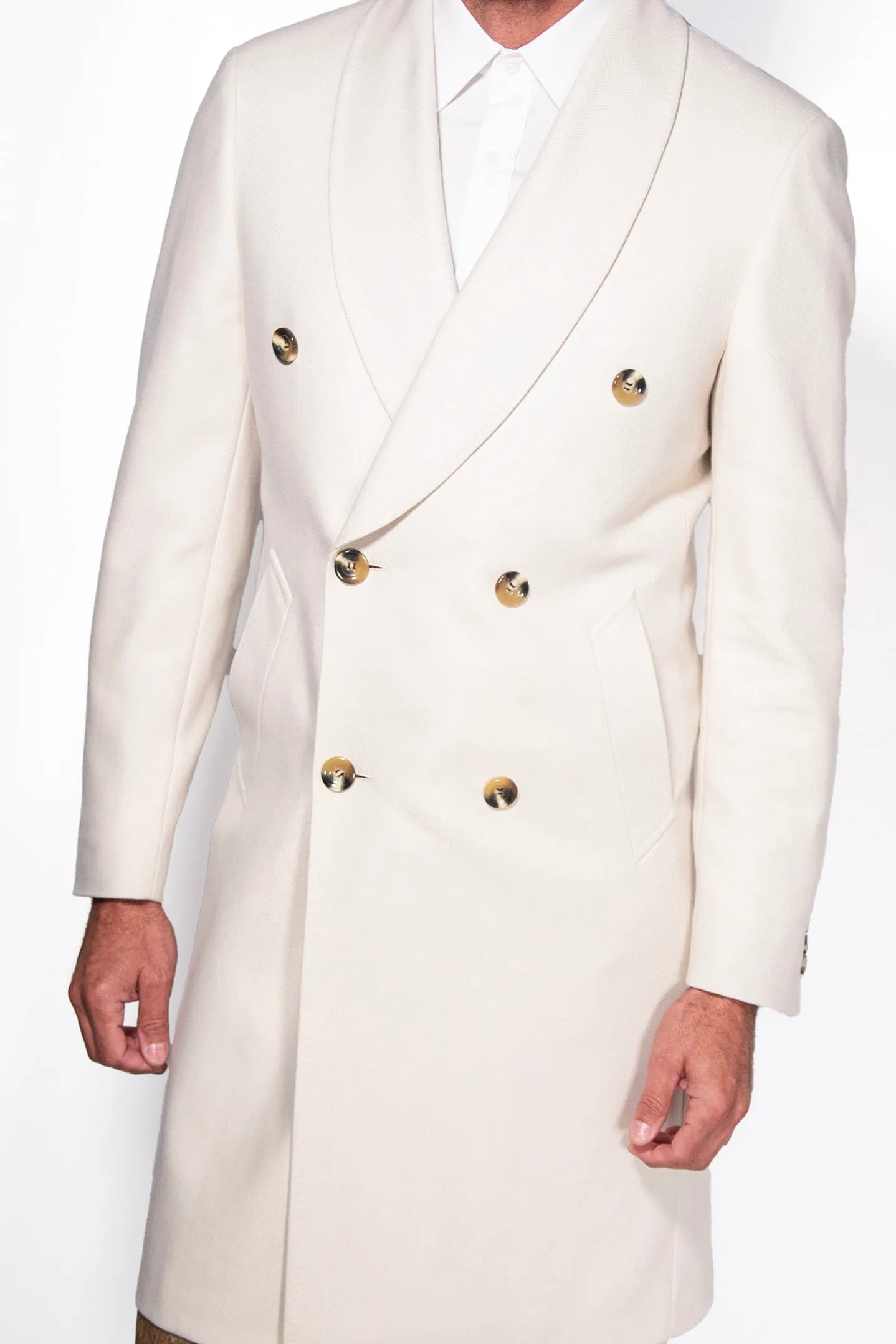 English Herringbone Wool & Cashmere Overcoat