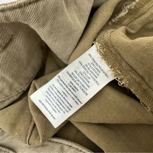 Faherty Arlie Linen Cotton Blend High Rise Belted Tie Short in Oakwood Size XL