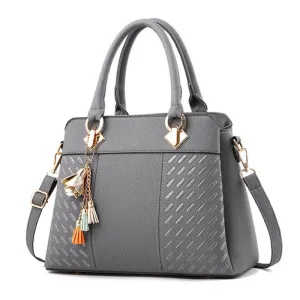 Fashion Women Handbags Tassel PU Leather Totes Bag Top-handle Embroidery Crossbody Bag Shoulder Bag Lady Simple Style Hand Bags