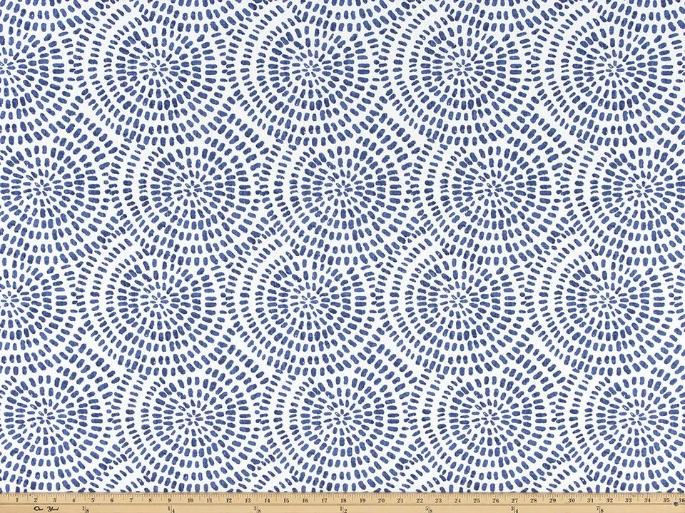 Faux Roman Shade Valance in Blue and White Graphic Circles on 100% Cotton Slub Canvas, Fully Lined Window Treatments, Bay Windows