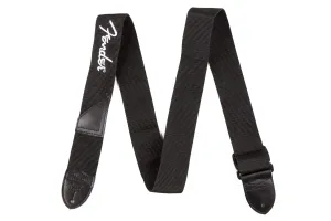 Fender Logo Strap, Black/White Logo, 2"