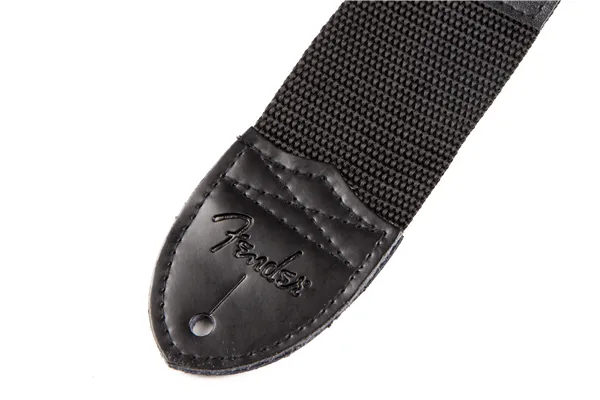 Fender Logo Strap, Black/White Logo, 2"