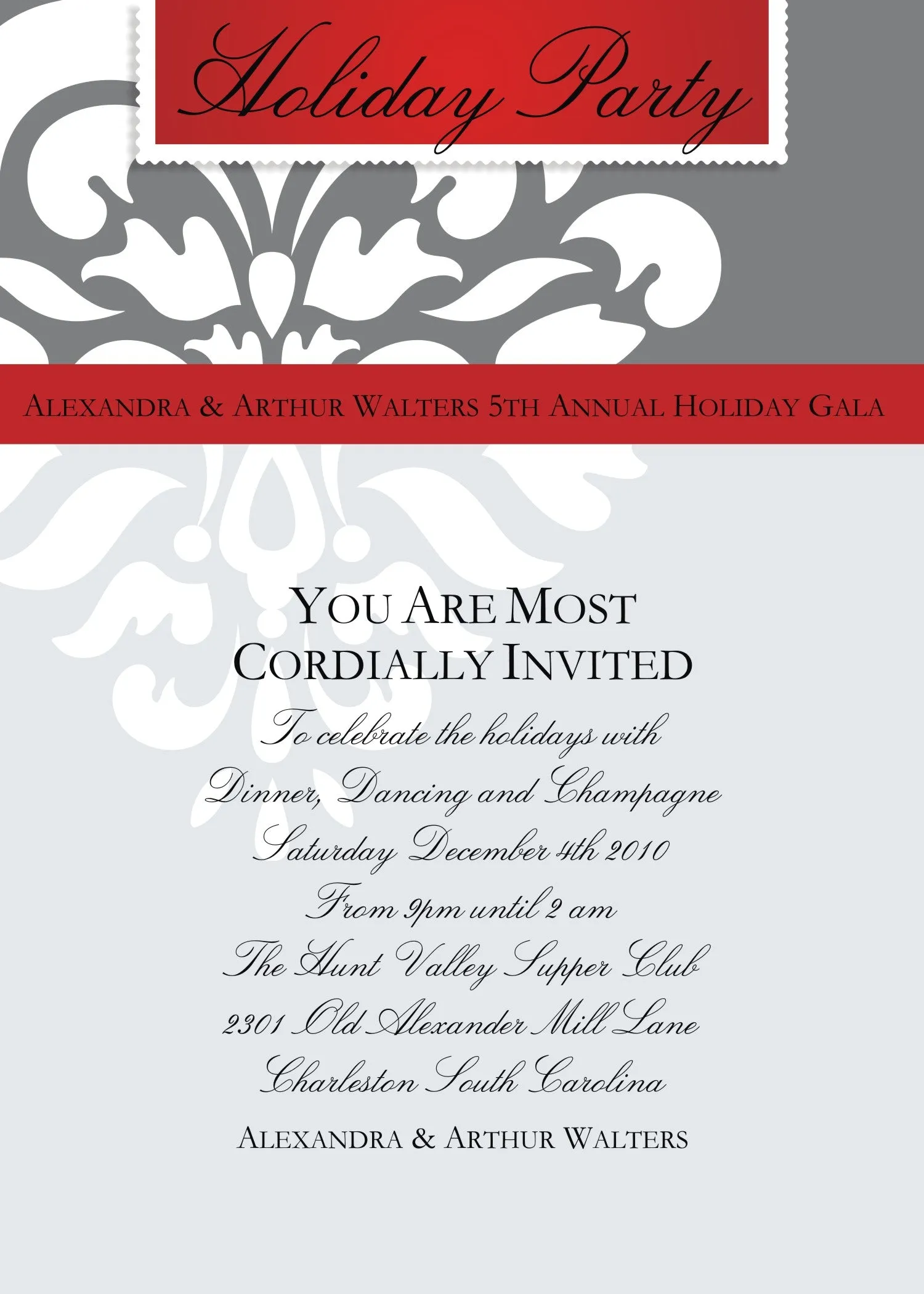 FESTIVE FLOURISH RED - BLANK STOCK INVITATION