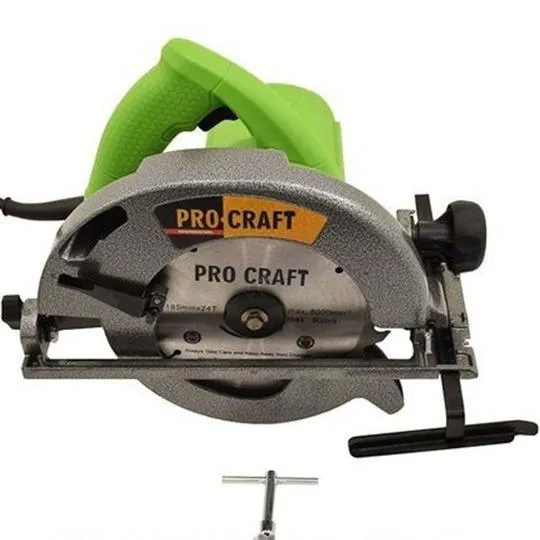 Fierăstrău Circular PROCRAFT – 2000W, Disc de 185mm, Viteză 5000 rpm, Ajustare Adâncime și Unghi de Tăiere