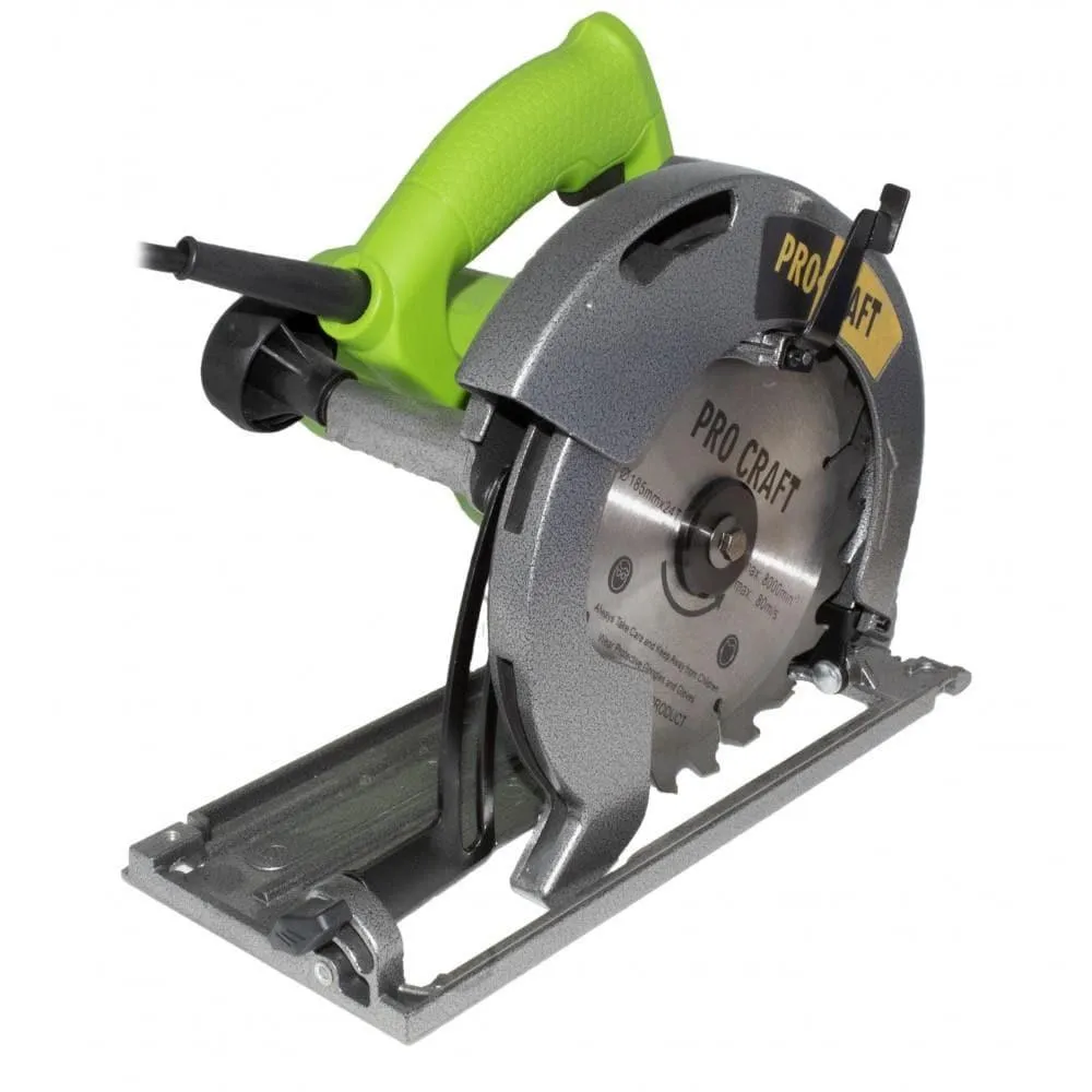 Fierăstrău Circular PROCRAFT – 2000W, Disc de 185mm, Viteză 5000 rpm, Ajustare Adâncime și Unghi de Tăiere