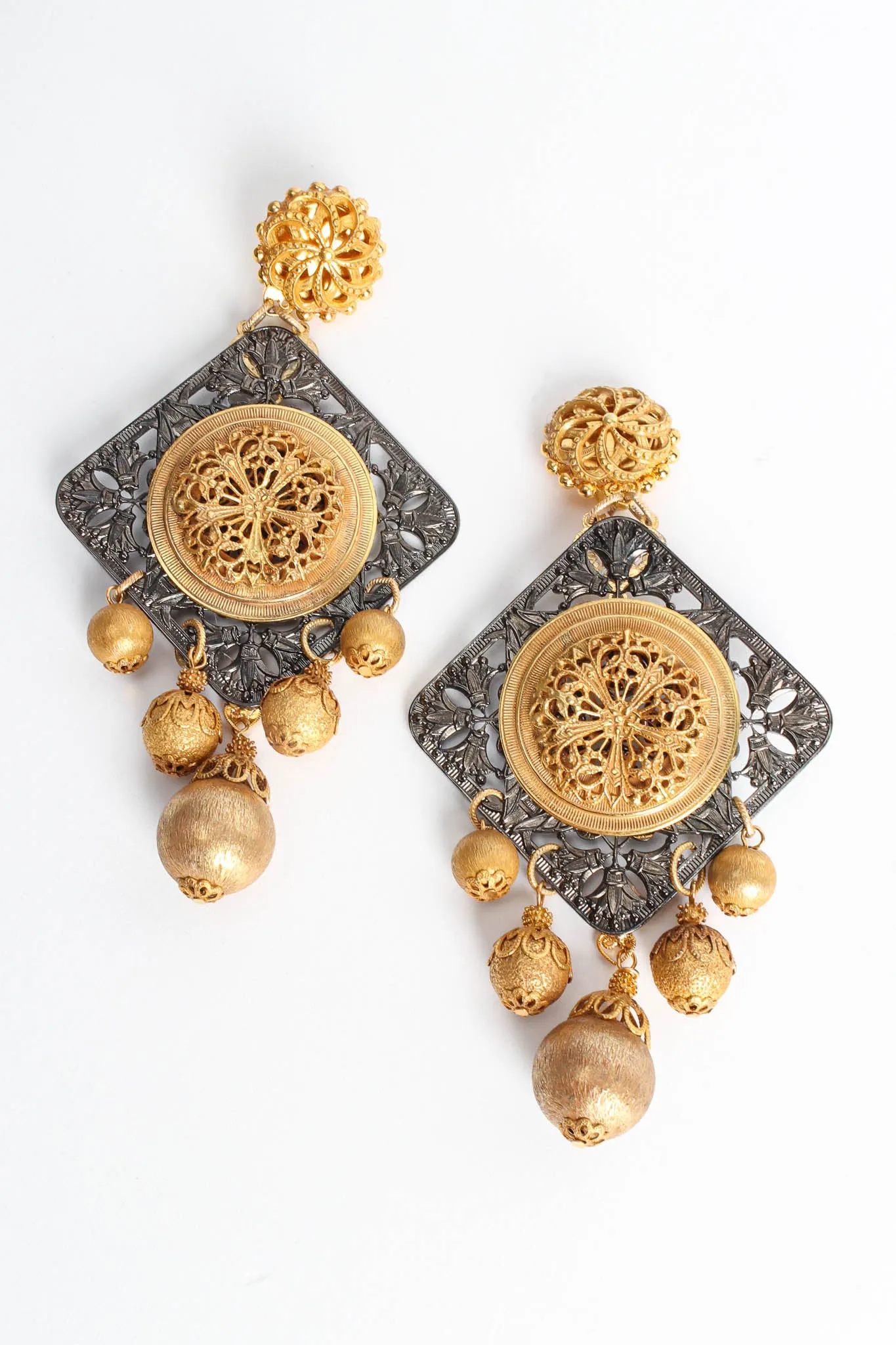 Filigree Floral Emblem Orb Earrings